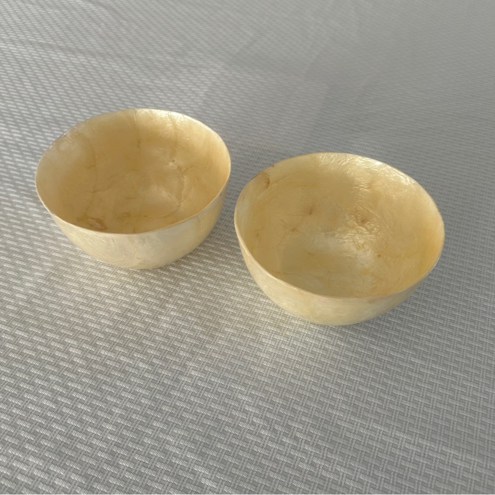 Vintage Gold Capiz Shell Decorative Trinket Bowls Set of 2